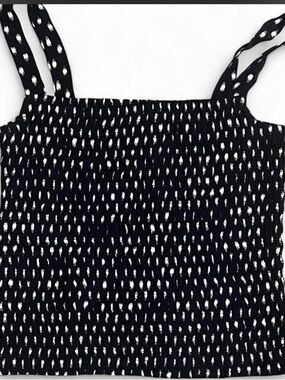 Madewell Black and White Smocked Dot Cami